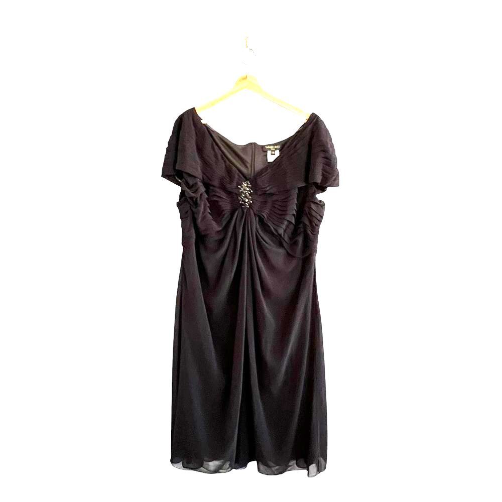 Tadashi Shoji Too Black Cocktail Dress 22Q Flutter Sleeves Formal Wedding Guest